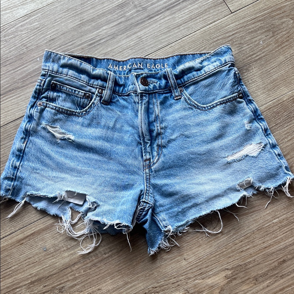 American Eagle Outfitters Distressed Light Blue Jean Shorts